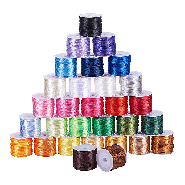 

PandaHall 30 Color 1.5mm Rattail Satin Nylon Trim Silk Cord for Chinese Knot, Macramé, Trim, Braided Necklace, Chinese Knot, Macramé, Trim..., Multicolor