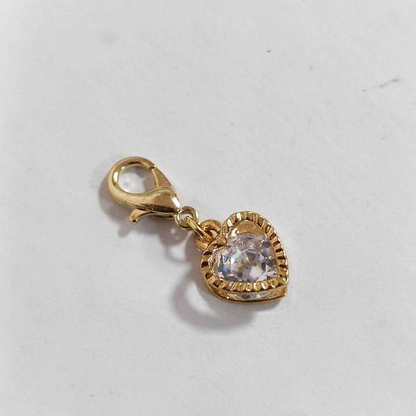 

PandaHall Heart Alloy Cubic Zirconia Pendant Decoration, with Alloy Lobster Claw Clasps, Golden, 25mm Alloy Heart