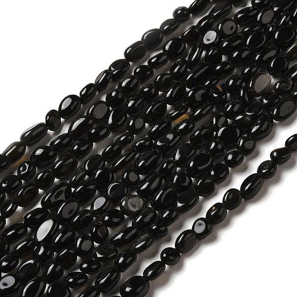 

PandaHall Natural Obsidian Beads Strands, Nuggets, 7~11x5~8x3.5~5.5mm, Hole: 1mm, about 44~50pcs/strand, 38.5~39.5cm Obsidian Nuggets