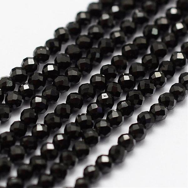 

PandaHall Natural Black Spinel Beads Strands, Faceted, Round, 2mm, Hole: 0.5mm, about 175pcs/strand, 14.9 inch(38cm) Spinel Round Black