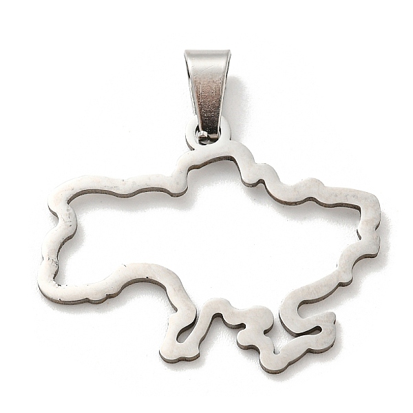 

PandaHall 304 Stainless Steel Pendants, Laser Cut, Ukraine Map Charm, Stainless Steel Color, 23x28x1mm, Hole: 5x3mm 304 Stainless Steel Map