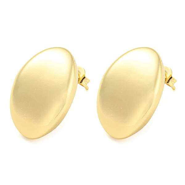 

PandaHall Rack Plating Brass Oval Stud Earrings, Long-Lasting Plated, Cadmium Free & Lead Free, Real 18K Gold Plated, 20x13.5mm Brass Oval
