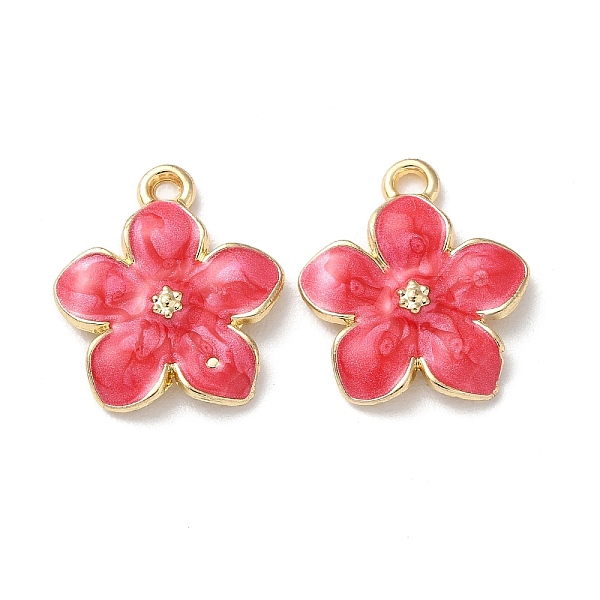 

PandaHall Alloy Enamel Pendants, Golden, Cadmium Free & Nickel Free & Lead Free, Flower Charm, Crimson, 17.5x14x2.5mm, Hole: 1.5mm Alloy..., Pink