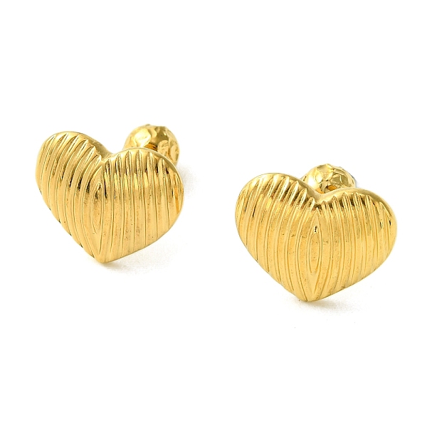 

PandaHall Ion Plating(IP) 304 Stainless Steel Ear Studs, Heart, Golden, 11.5x14mm 304 Stainless Steel Heart