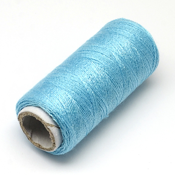 

PandaHall 402 Polyester Sewing Thread Cords for Cloth or DIY Craft, Light Sky Blue, 0.1mm, about 120m/roll, 10rolls/bag Polyester Blue