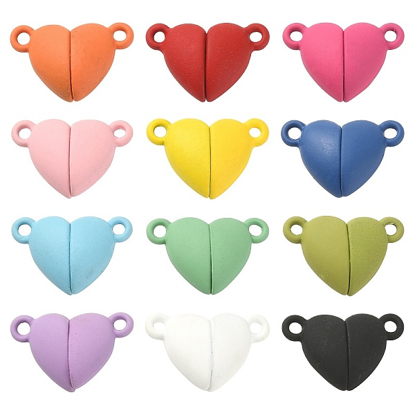 

PandaHall 12 Sets 12 Colors Spray Painted Alloy Magnetic Clasps, Cadmium Free & Nickel Free & Lead Free, Heart, Mixed Color, 10.5x16x7mm..., Multicolor