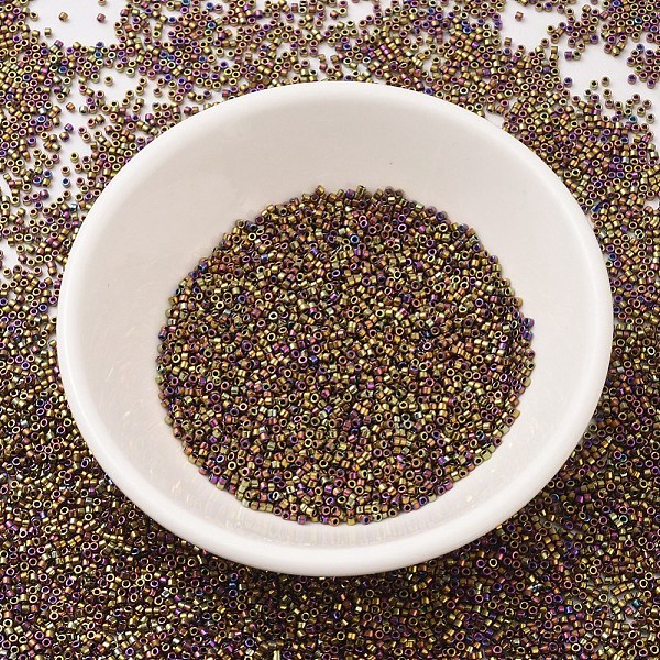 

PandaHall MIYUKI Delica Beads, Cylinder, Japanese Seed Beads, 11/0, (DB0029) Metallic Golden Olive Iris, 1.3x1.6mm, Hole: 0.8mm, about..., Gold