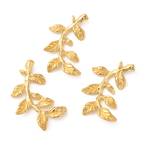 

PandaHall Ion Plating(IP) 304 Stainless Steel Pendants, Leafy Branch Charms, Golden, 32.5x18.5x3.5mm, Hole: 1.8mm 304 Stainless Steel Branch