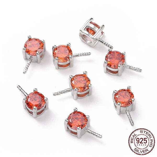 

PandaHall Rhodium Plated 925 Sterling Silver Peg Bails, with Cubic Zirconia, Square, Platinum, Orange Red, 9x4x4.5mm, Hole: 2.5x1.5mm, Pin...