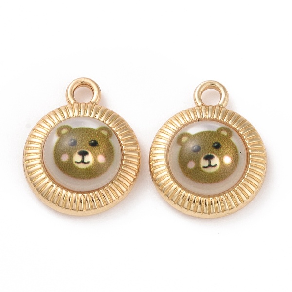 

PandaHall Printed Opaque Resin Pendants, with Golden Tone Alloy Findings, Half Round, Camel, Bear Pattern, 19.5x15.5x6mm, Hole: 2.5mm..., Brown