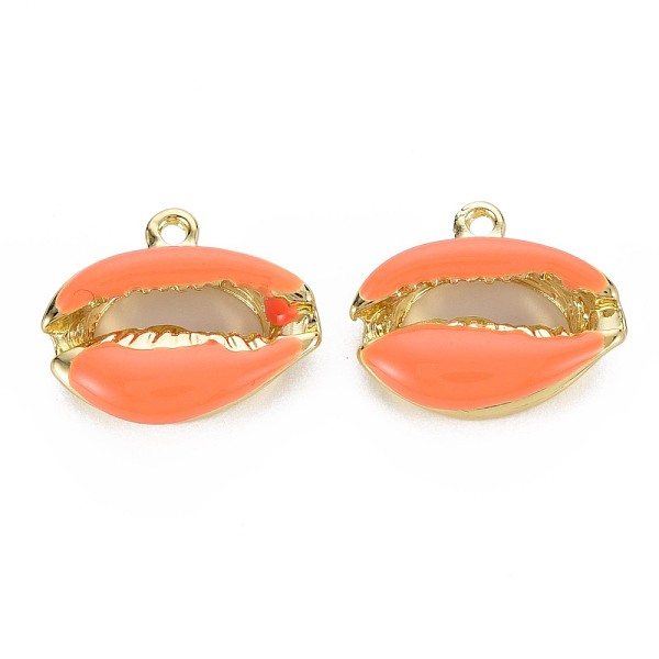 

PandaHall Rack Plating Alloy Pendants, with Enamel, Cadmium Free & Lead Free, Cowrie Shell, Light Gold, Tomato, 16.5x19x5.5mm, Hole: 1.6mm..., Red