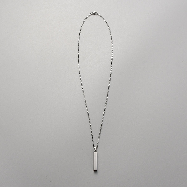 

PandaHall 201 Stainless Steel Rectangle Pendant Necklace, Stainless Steel Color, 20.08 inch(51cm) 201 Stainless Steel