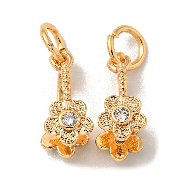 

PandaHall Brass Micro Pave Cubic Zirconia Ice Pick Pinch Bails, Real 18K Gold Plated, Flower, Clear, 19x6x6mm, Hole: 4mm, Pin: 1mm...