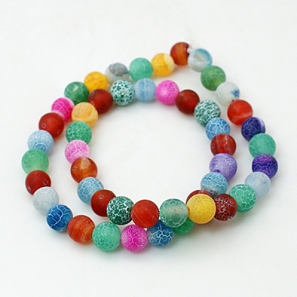 

PandaHall Natural Crackle Agate Beads Strands, Dyed, Round, Grade A, Mixed Color, 4mm, Hole: 0.8mm, about 93pcs/strand, 15 inch Crackle..., Multicolor