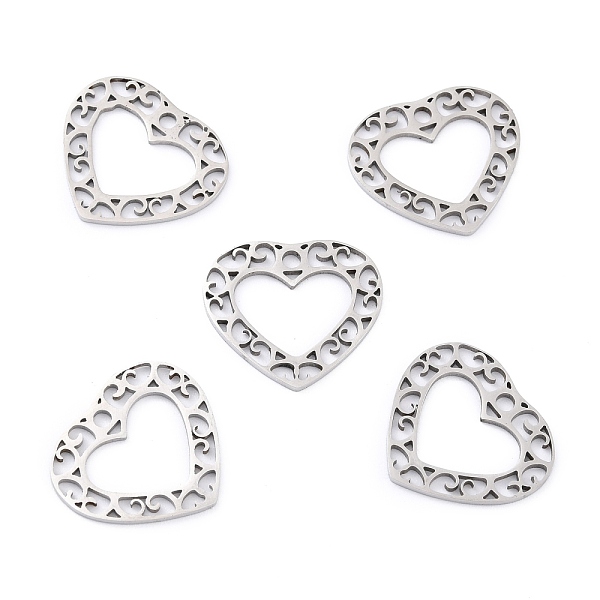 

PandaHall 201 Stainless Steel Pendants, Heart with Floral Pattern, Stainless Steel Color, 19.5x17.5x1mm, Hole: 1.4mm 201 Stainless Steel...