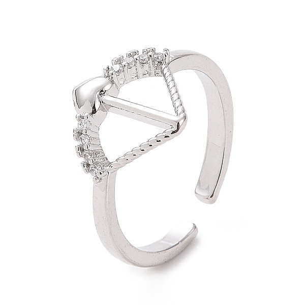

PandaHall Clear Cubic Zirconia Cupid's Arrow Open Cuff Ring, Brass Jewelry for Valentine's Day, Platinum, Inner Diameter: US Size 6 3/4...