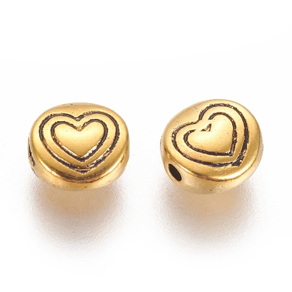 

PandaHall Tibetan Style Alloy Beads, Flat Round with Heart, Antique Golden, Lead Free & Cadmium Free & Nickel Free, 6x6x3mm, Hole: 1.5mm...