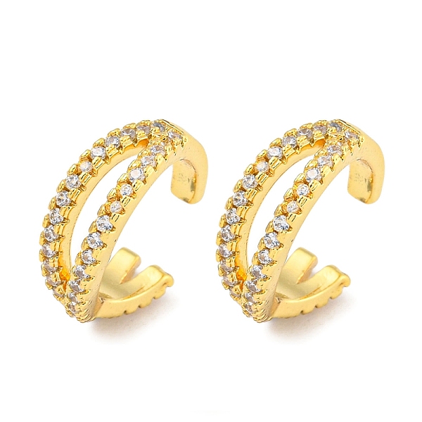 

PandaHall Brass Micro Pave Cubic Zirconia Cuff Earrings, Round Ring, Real 18K Gold Plated, 13.5x4.5mm Cubic Zirconia Ring Clear