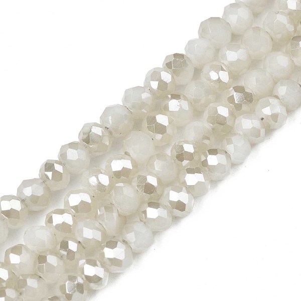 

PandaHall Electroplate Opaque Solid Color Glass Beads Strands, Faceted, Rondelle, Creamy White, 2.5x1.5mm, Hole: 0.8mm, about...