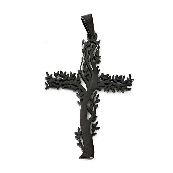 

PandaHall 201 Stainless Steel Pendants, Cross with Tree, Electrophoresis Black, 47x31.5x2mm, Hole: 6.5x4mm 201 Stainless Steel Cross