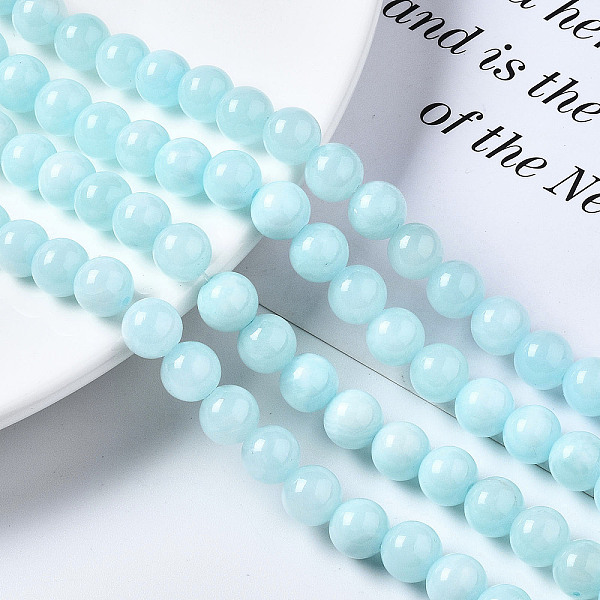 Chapelets de perles de pierres en jade jaune teinte