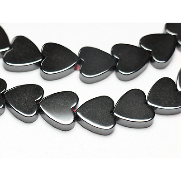 PandaHall Non-magnetic Synthetic Hematite Beads Strands, Mother's Day Gifts Making, Heart, Black, Size: about 8mm in diameter, 2.2mm thick...