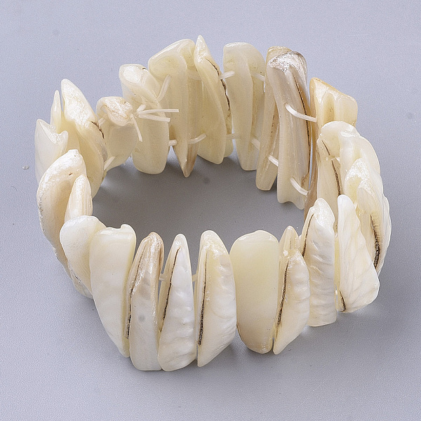 

PandaHall Freshwater Shell Beaded Stretch Bracelets, Rectangle, Seashell Color, 1-5/8 inch~1-7/8 inch(4~4.7cm) Shell
