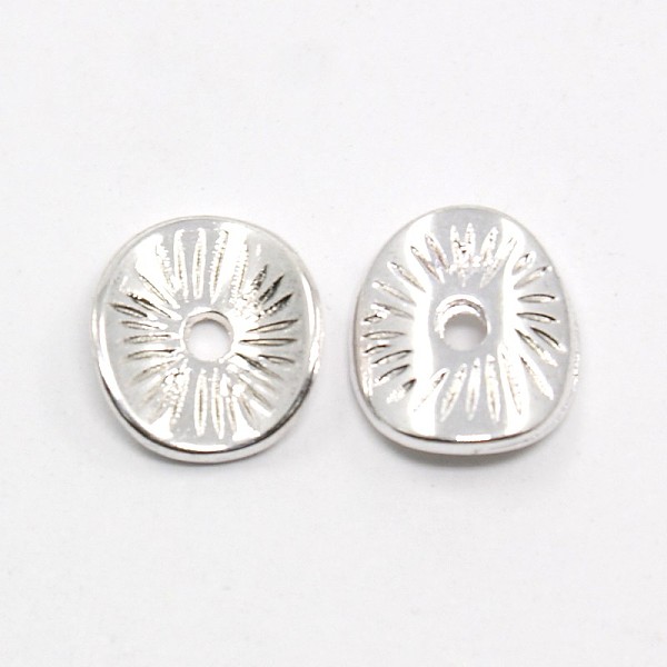 

PandaHall Tibetan Style Wavy Spacer Beads, Lead Free, Arched Disc, Silver Color Plated, 9x1mm, Hole: 1mm Alloy Disc