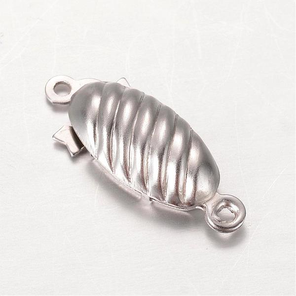 

PandaHall Oval 304 Stainless Steel Box Clasps, Stainless Steel Color, 21x8x5mm, Hole: 1mm 304 Stainless Steel Oval