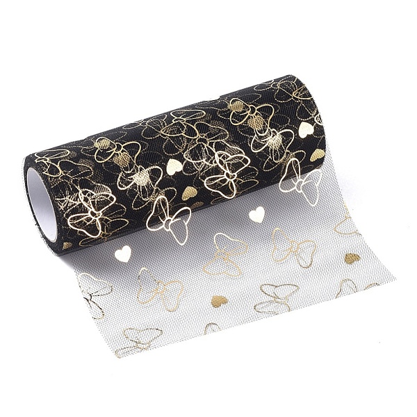 

PandaHall Bowknot & Heart Deco Mesh Ribbons, Tulle Fabric, Tulle Roll Spool Fabric For Skirt Making, Black, 6 inch(15cm), about 10yards/roll...