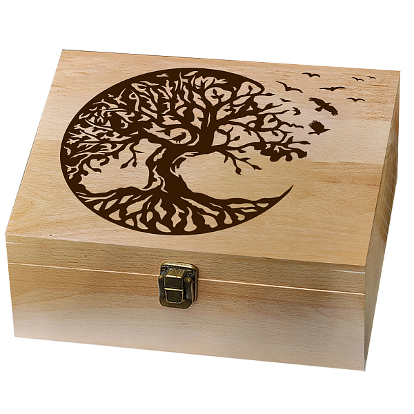 

PandaHall arricraft 1 Pcs Wooden Memory Keepsake Box, Tree With Locking Wood Boxes Large Storage Box for Art DIY Stash Box Home Storage..., Orange