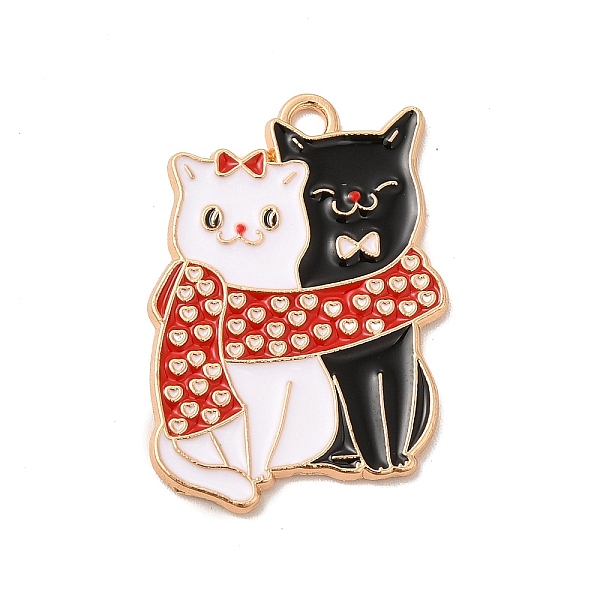 

PandaHall Alloy Enamel Pendants, Light Gold, Couple Cat Charm, White, 27x19x1.5mm, Hole: 2mm Alloy+Enamel Cat Shape White