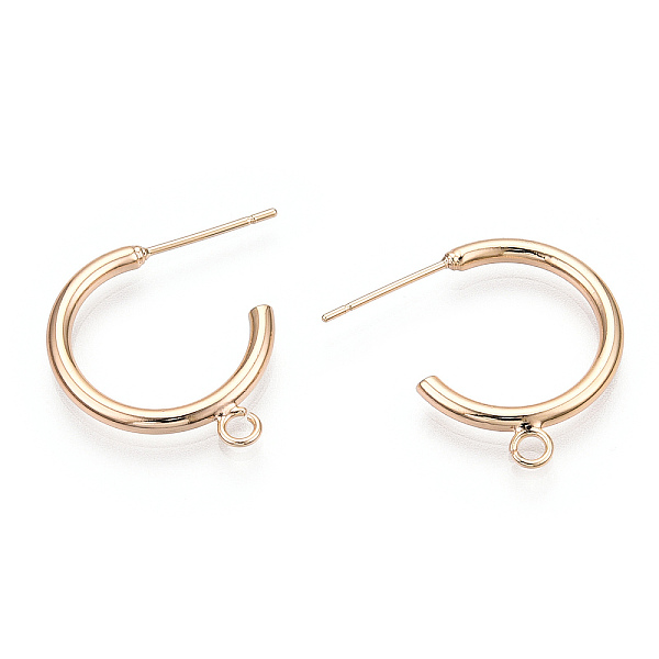 

PandaHall Brass Stud Earring Findings, Half Hoop Earrings, with Loop, Nickel Free, Real 18K Gold Plated, 23x24x2mm, Hole: 2mm, pin: 0.7mm...