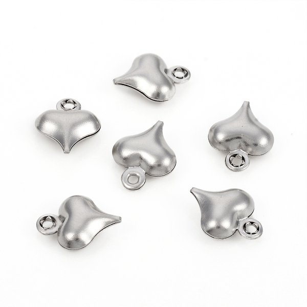 

PandaHall 304 Stainless Steel Charms, Puffed Heart, Stainless Steel Color, 9.7x7.6x3.2mm, Hole: 1.2mm 304 Stainless Steel Heart