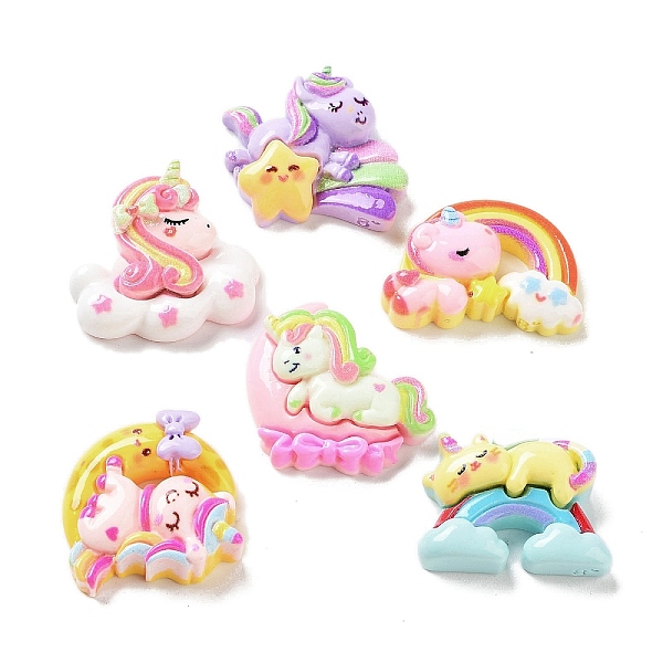 Einhorn Regenbogen Wolke Undurchsichtige Harz Decoden Cabochons