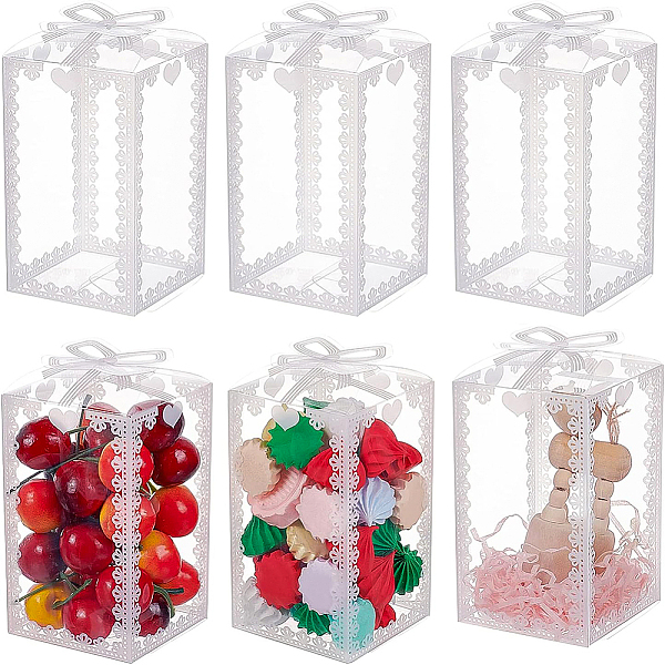 

PandaHall Foldable Transparent PVC Boxes, for Craft Candy Packaging Wedding Party Favor Gift Boxes, Rectangle with Bowknot Pattern, Clear...