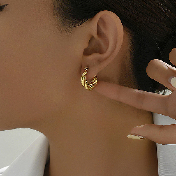 Stainless Steel Thick Hoop Earrings For Women
