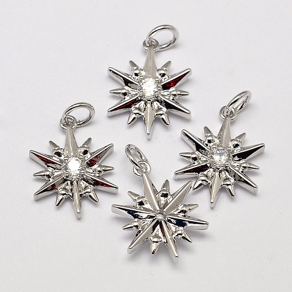

PandaHall Snowflake Brass Micro Pave AAA Cubic Zirconia Pendants, Cadmium Free & Nickel Free & Lead Free, Platinum, 16x12x4mm, Hole: 2.5mm...