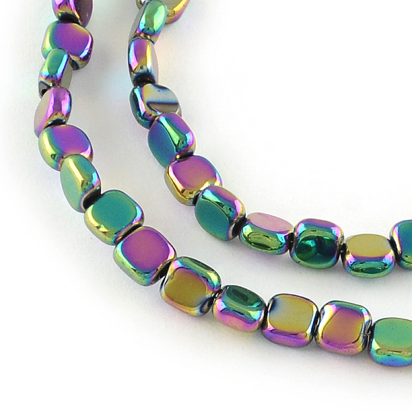 

PandaHall Electroplated Non-magnetic Synthetic Hematite Beads Strands, Square, Multi-color Plated, 4x4x2mm, Hole: 1mm, about 97pcs/strand...