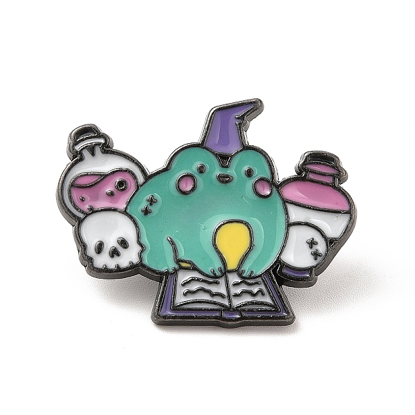 

PandaHall Flog with Book Enamel Pin, Electrophoresis Black Alloy Gothic Skull Brooch for Clothes Backpack, Turquoise, 24x31x1.5mm..., Green