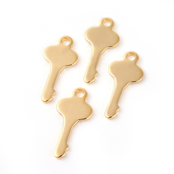 

PandaHall 201 Stainless Steel Charms, Key, Golden, 24x11x1.4mm, Hole: 2mm 201 Stainless Steel Key