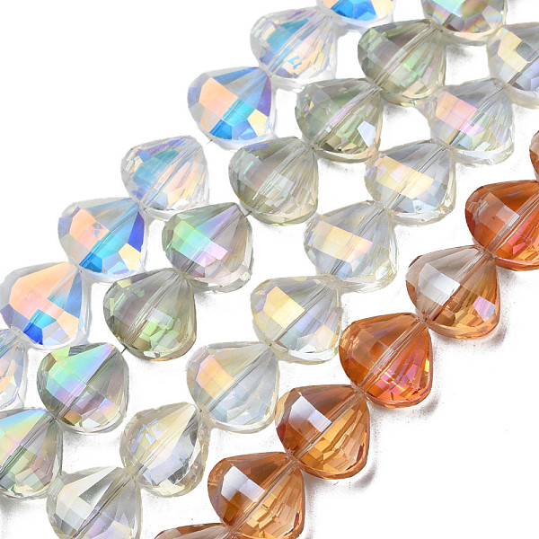 

PandaHall Electroplate Transparent Glass Beads Strands, Faceted, Teardrop, Mixed Color, 10.5x12x6.5mm, Hole: 1mm, about 60pcs/strand, 25.59..., Multicolor