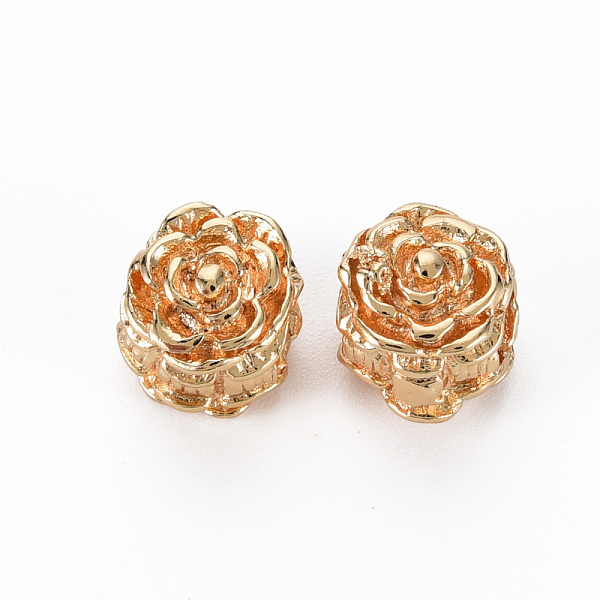 

PandaHall Brass European Beads, Nickel Free, Large Hole Beads, Flower, Real 18K Gold Plated, 9x8x8.5mm, Hole: 4mm Brass Flower
