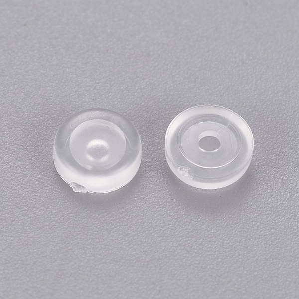 PandaHall Comfort Silicone Pads for Screw Back Clip on Earrings, Anti-Pain, Clip on Earring Cushion, Clear, 5.5x1.5mm, Hole: 1.6mm Plastic...
