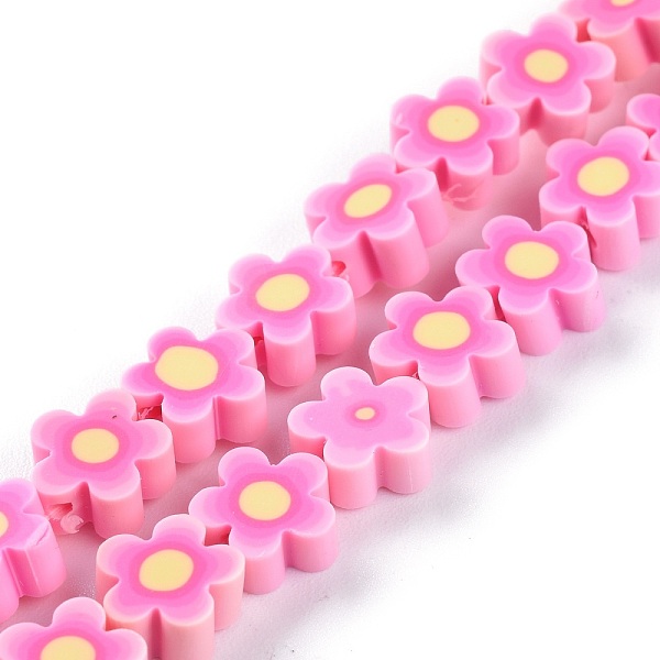 

PandaHall Handmade Flower Printed Polymer Clay Beads Strands, Flower, Pink, 9.6x4mm, Hole: 1.4mm, about 38pcs/Strand, 12.99''(33cm) Polymer...