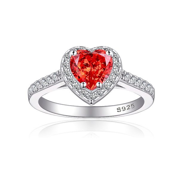 

PandaHall 925 Sterling Silver Micro Pave Cubic Zirconia Plain Band Rings, Real Platinum Plated, Flat Round, Red, Inner Diameter: 17mm...