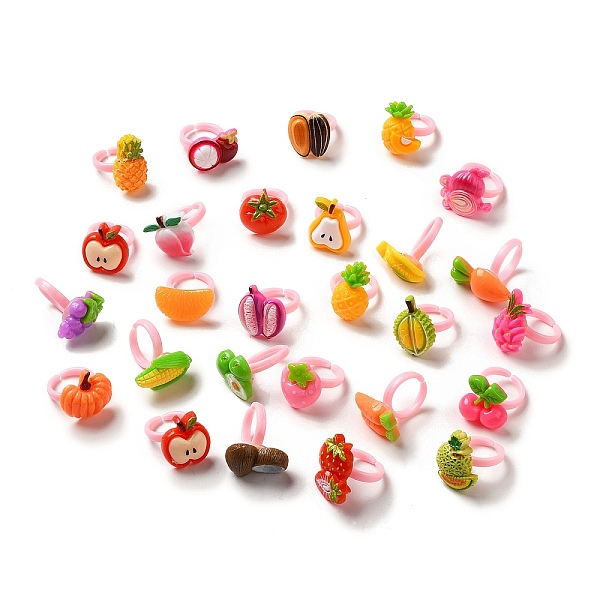 

PandaHall Cartoon Fruit Resin Open Cuff Ring for Kids, Mixed Shapes, Inner Diameter: 13.8mm Resin Mixed Shapes Multicolor