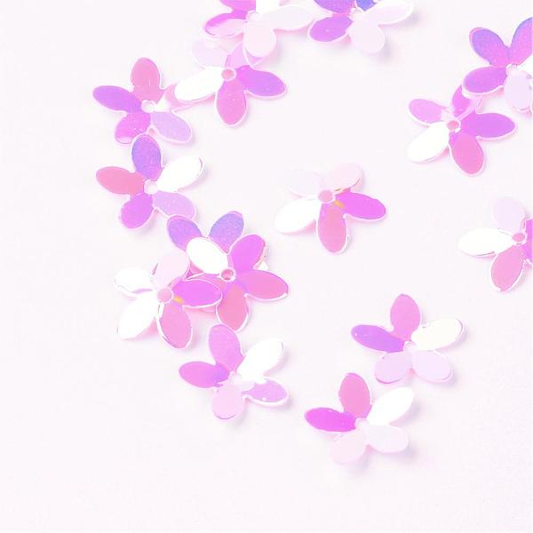 

PandaHall Plastic Paillette Beads, Sequins Beads, Flower, Orchid, 10x10.5x0.5mm, Hole: 1mm, about 16000pcs/500g Plastic Flower Purple