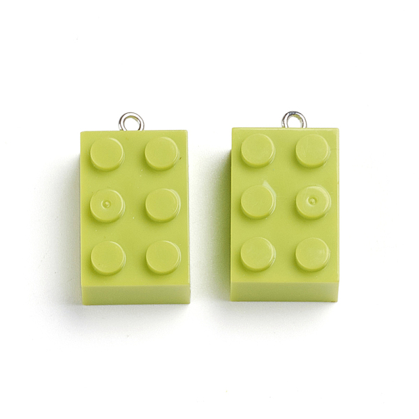 

PandaHall Plastic Pendants, with Iron Loop, Building Blocks Charms, Rectangle, Green Yellow, 28~28.5x14.5~15.5x11.5mm, Hole: 2mm Plastic...