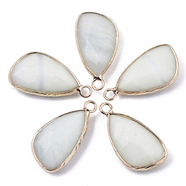 

PandaHall Natural Flower Amazonite Pendants, with Light Gold Plated Brass Edge and Loop, Triangle, Faceted, 25~26x16x6mm, Hole: 2.5mm Flower...